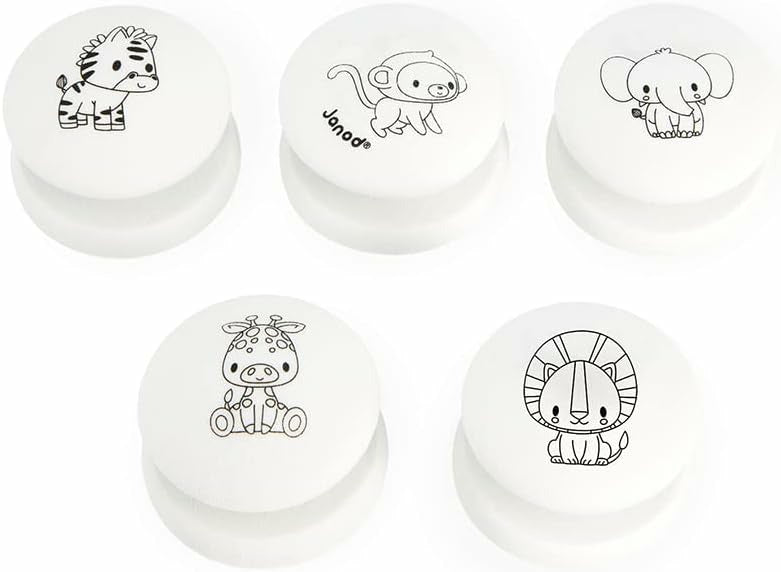 Coffret Stampinoo Savane - 5 Tampons en Mousse et 1 Encrier Pour Petites Mains
