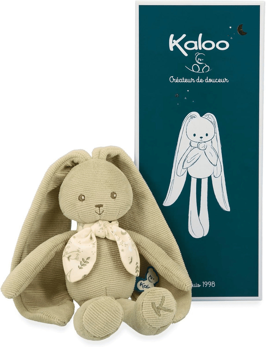 Kaloo Pantin Lapin Vert - Petite Peluche Bébé en Velours Côtelé