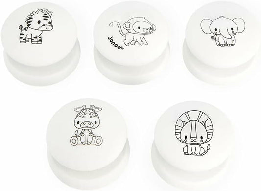 Coffret Stampinoo Savane - 5 Tampons en Mousse et 1 Encrier Pour Petites Mains