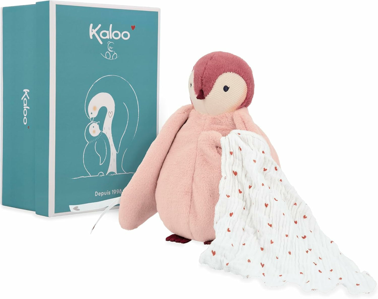 Complices – Peluche à Bisous – avec Mouchoir Mousseline de Coton - Rose