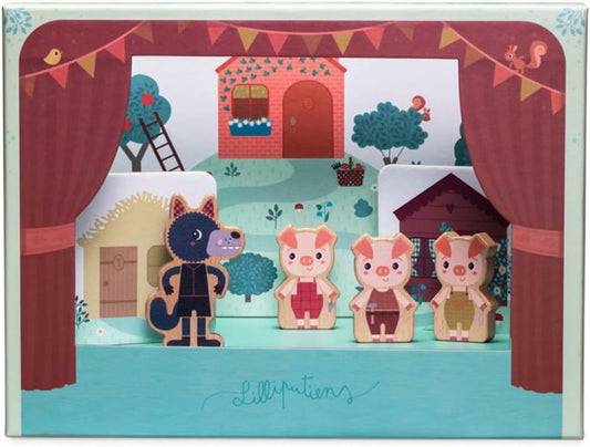 Théâtre de marionnettes magnétique Le loup et les 3 petits cochons - Lilliputiens
